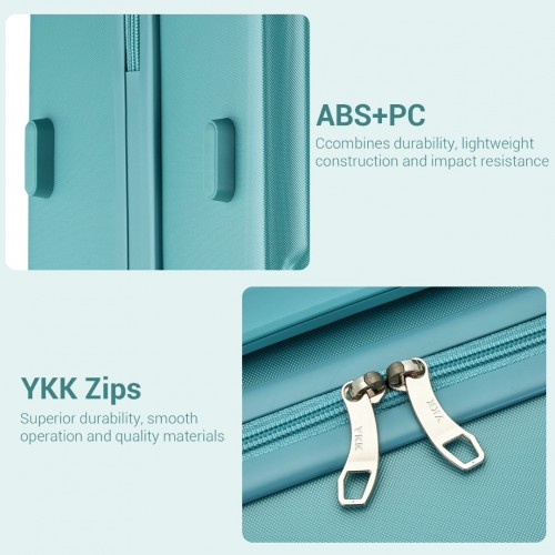 Kono 20-Inch Minimalist Hard Shell Carry-On Suitcase with TSA Lock & 360° Spinner Wheels - Blue