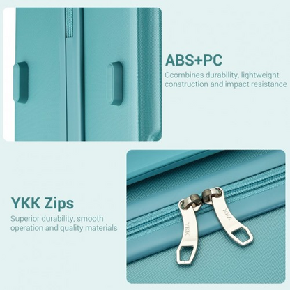 Kono 20-Inch Minimalist Hard Shell Carry-On Suitcase with TSA Lock & 360° Spinner Wheels - Blue