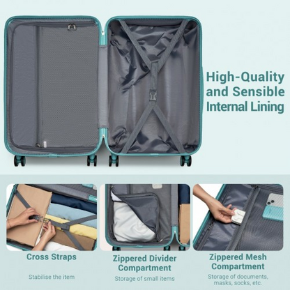 Kono 20-Inch Minimalist Hard Shell Carry-On Suitcase with TSA Lock & 360° Spinner Wheels - Blue