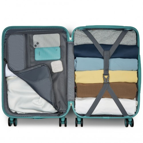 Kono 20-Inch Minimalist Hard Shell Carry-On Suitcase with TSA Lock & 360° Spinner Wheels - Blue