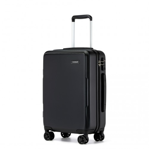 Kono 20 Inch Minimalist Hard Shell Carry-On Suitcase with TSA Lock and 360° Spinner Wheels - Black