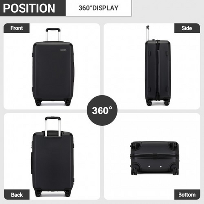 Kono 20 Inch Minimalist Hard Shell Carry-On Suitcase with TSA Lock and 360° Spinner Wheels - Black
