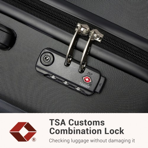 Kono 20 Inch Minimalist Hard Shell Carry-On Suitcase with TSA Lock and 360° Spinner Wheels - Black