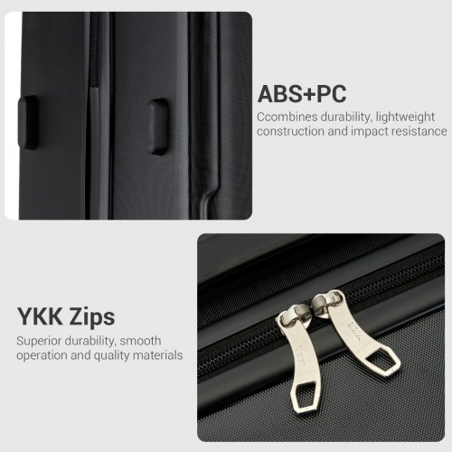 Kono 20 Inch Minimalist Hard Shell Carry-On Suitcase with TSA Lock and 360° Spinner Wheels - Black