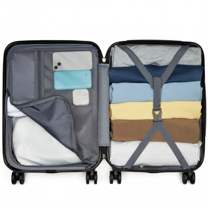 Kono 20 Inch Minimalist Hard Shell Carry-On Suitcase with TSA Lock and 360° Spinner Wheels - Black