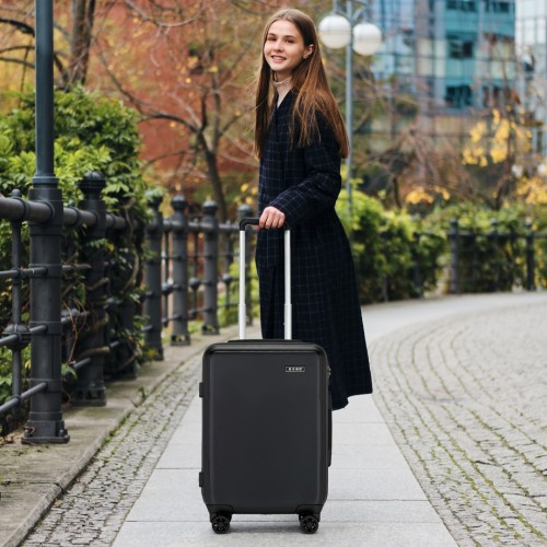 Kono 20 Inch Minimalist Hard Shell Carry-On Suitcase with TSA Lock and 360° Spinner Wheels - Black