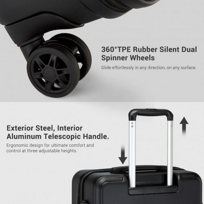 KSK2494 - Kono 24 Inch Minimalist Hard Shell ABS+PC Check-In Suitcase with TSA Lock 360° Spinner Wheels - Black