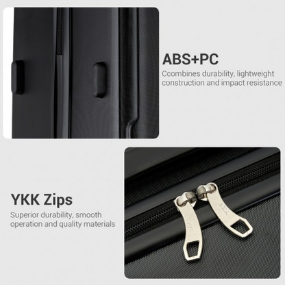 KSK2494 - Kono 24 Inch Minimalist Hard Shell ABS+PC Check-In Suitcase with TSA Lock 360° Spinner Wheels - Black