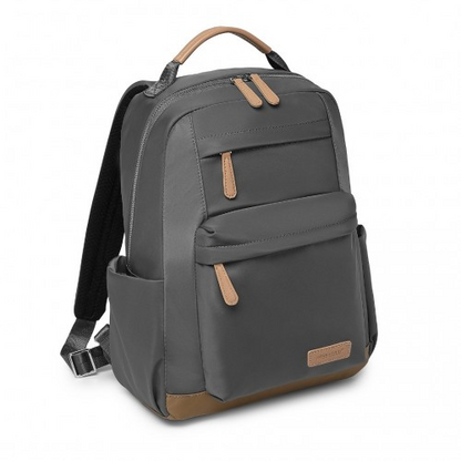 Miss Lulu Stylish Backpack with Laptop Sleeve, Multiple Pockets & Trolley Sleeve - Grey & Apricot