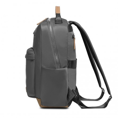 Miss Lulu Stylish Backpack with Laptop Sleeve, Multiple Pockets & Trolley Sleeve - Grey & Apricot