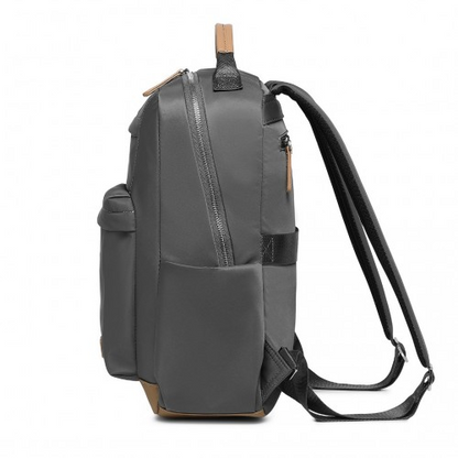 Miss Lulu Stylish Backpack with Laptop Sleeve, Multiple Pockets & Trolley Sleeve - Grey & Apricot