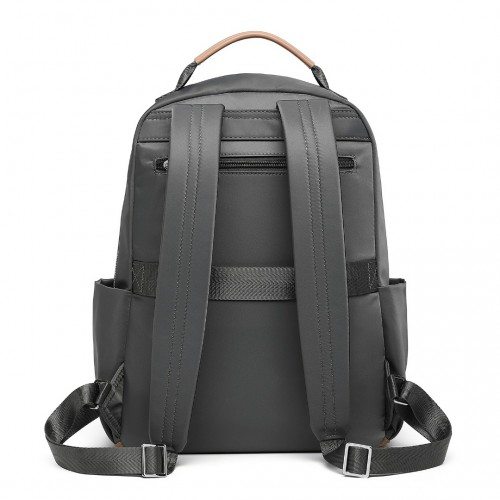 Miss Lulu Stylish Backpack with Laptop Sleeve, Multiple Pockets & Trolley Sleeve - Grey & Apricot