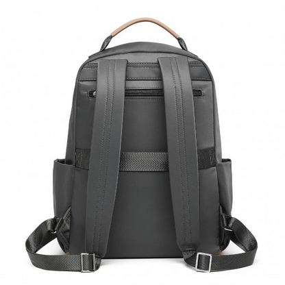 Miss Lulu Stylish Backpack with Laptop Sleeve, Multiple Pockets & Trolley Sleeve - Grey & Apricot