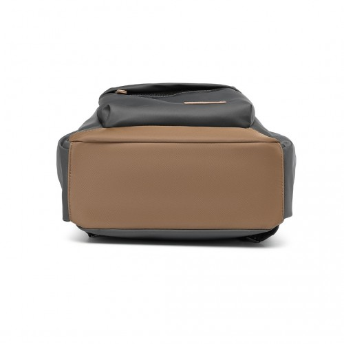 Miss Lulu Stylish Backpack with Laptop Sleeve, Multiple Pockets & Trolley Sleeve - Grey & Apricot