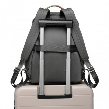 Miss Lulu Stylish Backpack with Laptop Sleeve, Multiple Pockets & Trolley Sleeve - Grey & Apricot