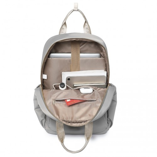 Miss Lulu Versatile Stylish Backpack with Laptop Compartment and Trolley Strap - Grey
