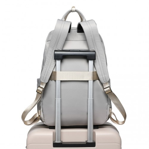 Miss Lulu Versatile Stylish Backpack with Laptop Compartment and Trolley Strap - Grey