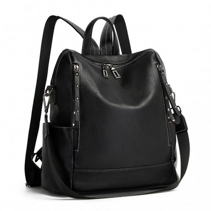 Miss Lulu Women's Convertible PU Leather Backpack & Shoulder Bag - Versatile 2-in-1 Design, Black