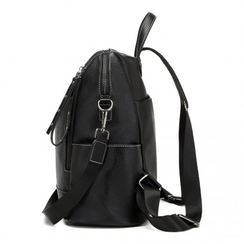 Miss Lulu Women's Convertible PU Leather Backpack & Shoulder Bag - Versatile 2-in-1 Design, Black