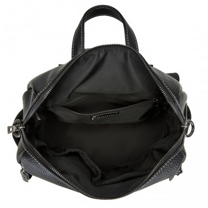 Miss Lulu Women's Convertible PU Leather Backpack & Shoulder Bag - Versatile 2-in-1 Design, Black