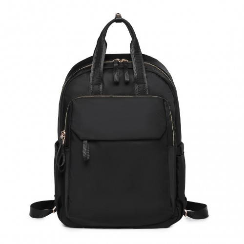 Miss Lulu Black Versatile Stylish Backpack with Laptop Compartment & Trolley Strap – Perfect for Travel & Work