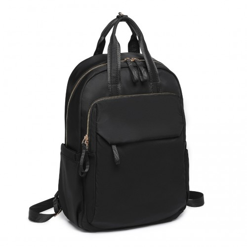 Miss Lulu Black Versatile Stylish Backpack with Laptop Compartment & Trolley Strap – Perfect for Travel & Work