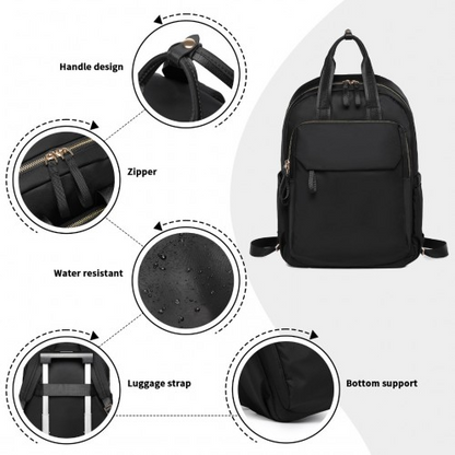 Miss Lulu Black Versatile Stylish Backpack with Laptop Compartment & Trolley Strap – Perfect for Travel & Work