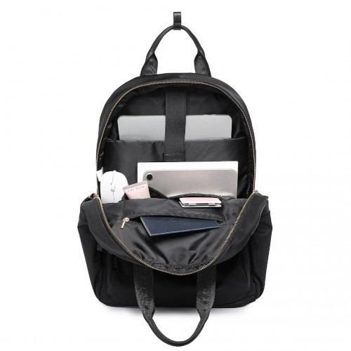 Miss Lulu Black Versatile Stylish Backpack with Laptop Compartment & Trolley Strap – Perfect for Travel & Work