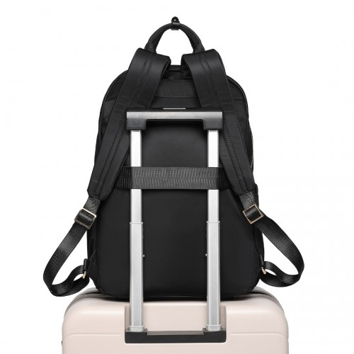Miss Lulu Black Versatile Stylish Backpack with Laptop Compartment & Trolley Strap – Perfect for Travel & Work