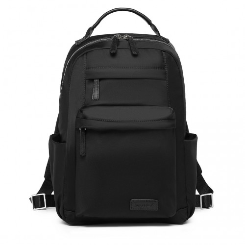 Miss Lulu Stylish Black Backpack with Laptop Sleeve, Multiple Pockets & Trolley Sleeve