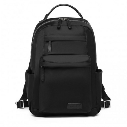 Miss Lulu Stylish Black Backpack with Laptop Sleeve, Multiple Pockets & Trolley Sleeve