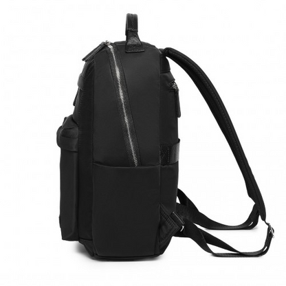 Miss Lulu Stylish Black Backpack with Laptop Sleeve, Multiple Pockets & Trolley Sleeve