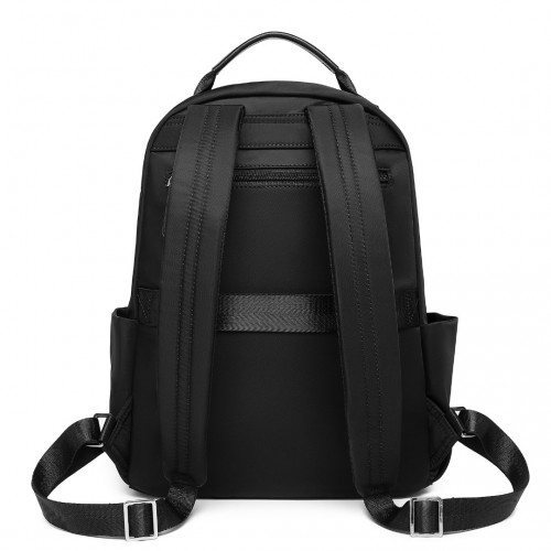 Miss Lulu Stylish Black Backpack with Laptop Sleeve, Multiple Pockets & Trolley Sleeve