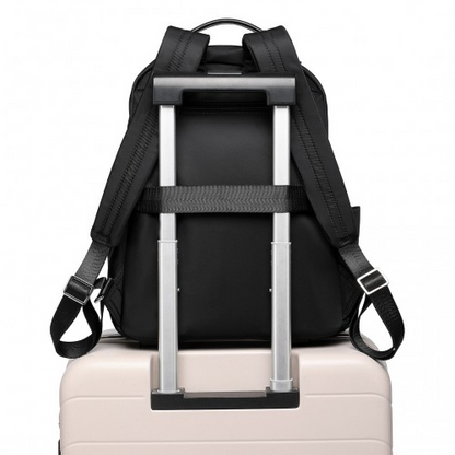 Miss Lulu Stylish Black Backpack with Laptop Sleeve, Multiple Pockets & Trolley Sleeve
