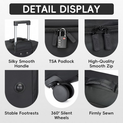 KSK2491 - Kono 3-Piece 20/24/28 Inch Lightweight Durable Soft Shell Suitcase Set with TSA Lock and Separate Wet/Dry Compartment - Black