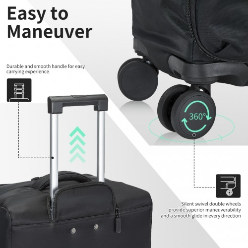 KSK2491 - Kono 3-Piece 20/24/28 Inch Lightweight Durable Soft Shell Suitcase Set with TSA Lock and Separate Wet/Dry Compartment - Black