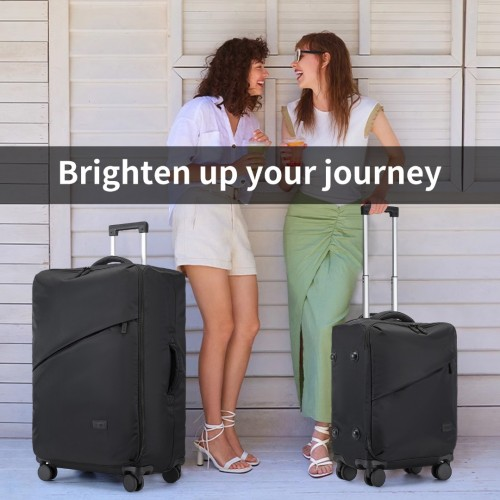 KSK2491 - Kono 3-Piece 20/24/28 Inch Lightweight Durable Soft Shell Suitcase Set with TSA Lock and Separate Wet/Dry Compartment - Black