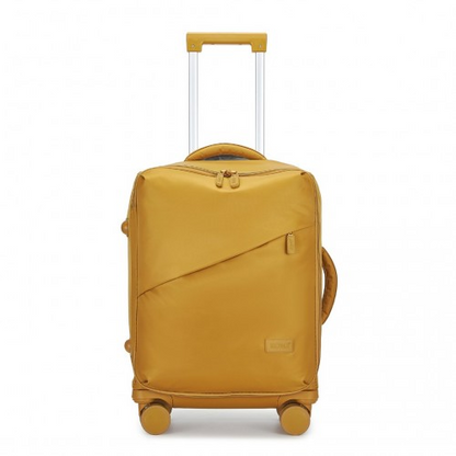 Kono 20 Inch Lightweight Soft Shell Carry On Cabin Size Suitcase with TSA Lock - Yellow