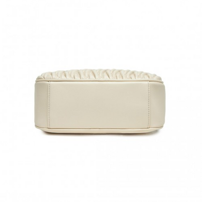 Miss Lulu Quilted Soft PU Leather Crossbody Shoulder Bag with Chain Strap - Beige