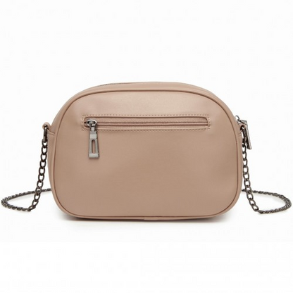 Miss Lulu Quilted Soft PU Leather Crossbody Shoulder Bag with Chain Strap - Khaki