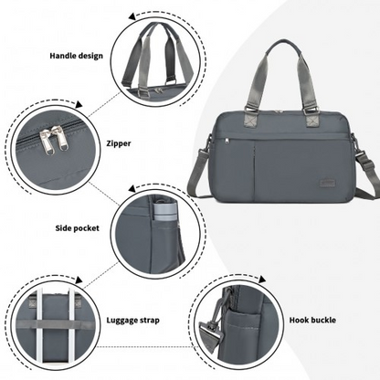 Kono Multi-functional Travel Bag - Large Tote & Duffle Bag with Expandable Compartment & Wet/Dry Pocket - Grey
