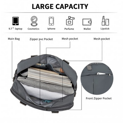 Kono Multi-functional Travel Bag - Large Tote & Duffle Bag with Expandable Compartment & Wet/Dry Pocket - Grey