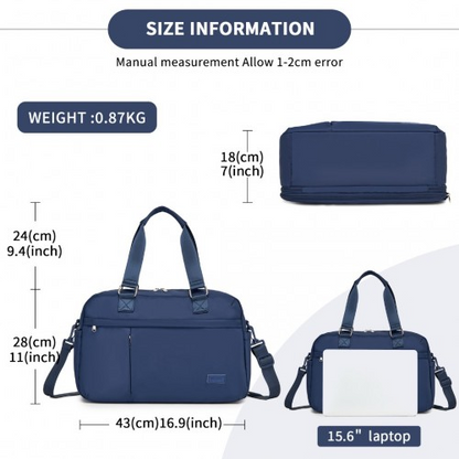 Kono Multi-functional Travel Bag with Expandable Compartment and Wet/Dry Pocket - Navy
