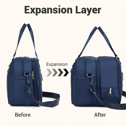 Kono Multi-functional Travel Bag with Expandable Compartment and Wet/Dry Pocket - Navy