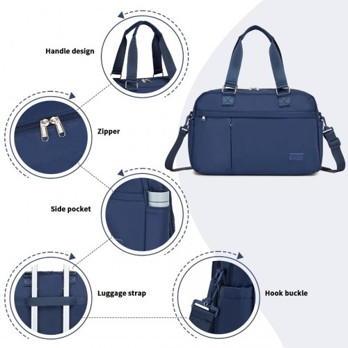 Kono Multi-functional Travel Bag with Expandable Compartment and Wet/Dry Pocket - Navy