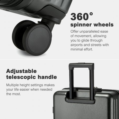 KSK2493 - Kono Durable 24 Inch ABS+PC Hardshell Suitcase with TSA Lock Lightweight Travel Luggage with 360° Spinner Wheels - Grey