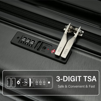 KSK2493 - Kono Durable 24 Inch ABS+PC Hardshell Suitcase with TSA Lock Lightweight Travel Luggage with 360° Spinner Wheels - Grey