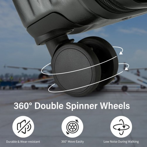 KSK2493 - Kono Durable 24 Inch ABS+PC Hardshell Suitcase with TSA Lock Lightweight Travel Luggage with 360° Spinner Wheels - Grey