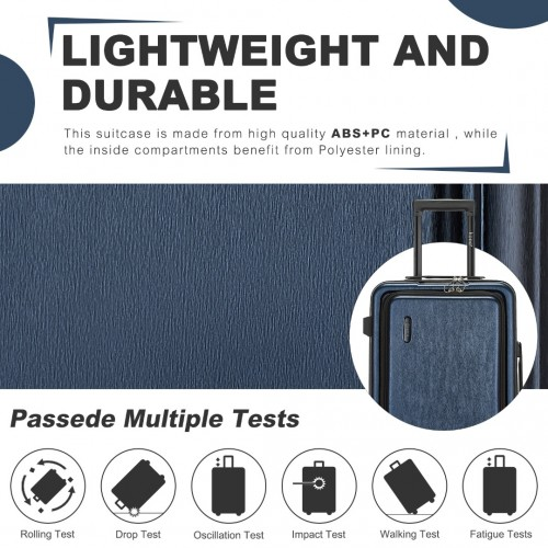 KSK2493 - Kono Durable 24 Inch ABS+PC Hardshell Suitcase with TSA Lock Lightweight Travel Luggage with 360° Spinner Wheels - Navy