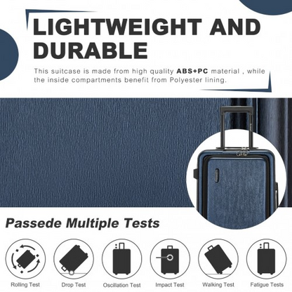 KSK2493 - Kono Durable 24 Inch ABS+PC Hardshell Suitcase with TSA Lock Lightweight Travel Luggage with 360° Spinner Wheels - Navy